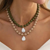 Colorful Acrylic Bead Necklace with Irregular Pearl-Style Pendant - Image 1