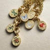Stainless Steel Painted Butterfly Dragonfly Pomegranate Snake Oval Diamond Necklace with Gold Plating - Image 1