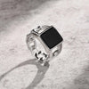 Punk Vintage Stainless Steel Signet Ring for Men Cuban Chain Shaped Finger Band Geometric Square Glass Stone Ring - Image 5