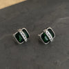 Prevent Allergy Green Zircons Earrings for Women Couple Vintage Punk Lucky English Letter Party Jewelry Gift - Image 5