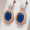 Oval Blue Zircon Drop Earrings for Women Rose Gold Color Ethnic Bridal Daily Jewelry - Image 1