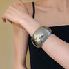 Metal Round Glossy Elastic Cuff Bangles for Women European American Exaggerated Personality Simple Bracelet Light Jewelry - Image 3