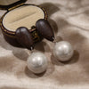 Statement Big Wooden Pearl Ball Earrings Vintage Style Creative Handmade Earings For Women - Image 2