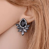Beautiful Flower Shape Crystal Stone Piercing Earrings Black Flower Rhinestone Stud Earrings Women Wedding Gift Jewelry - Image 2