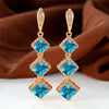 Rose Gold Color Engagement Earrings 12 Colors Birthstone Hoop Earrings Multicolor Zircon Long Dangle Earrings For Women Jewelry - Image 14