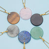 1pc natrual crystal stone gemstone agate Stainless steel adjustable circular pendant necklace for women and men - Image 3