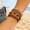 Handmade Black Glass Stone Bracelet Set For Women Bohemian Multilayer Stacked Rice Beaded Link Chain Bangle Jewelry - Image 8