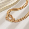Double Layered Knot Snake Chain Choker Necklace Gold Silver Minimalist Herringbone Daily Office Jewelry Adjustable - Image 5