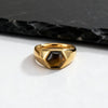 Gold Color Pinky Ring for Men Women,Stainless Steel Tiger Eye Stone Signet Ring,Dainty Chic Party Jewelry Gift - Image 3