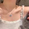 Romantic Blue Crystal Butterfly Necklace for Women Girls Bilayer Choker Clavicle Chain Delicate Zircon Sparkling Pendant - Image 2