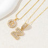 2Pcs Full CZ Zircon Iced Crystal Initial Letter Flower Necklace Women Copper A-Z Alphabet Pendant Couple Jewelry Birthday Gifts - Image 21