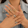 2Pcs/Set Vintage Punk Irregular Hollow Star Metal Open Rings for Women Gothic Adjustable Couple Rings Y2K Wed Jewelry - Image 2