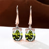 Female Crystal Green Oval Stone Zircon Earring Rose Gold Color Long Dangle Wedding Jewelry For Women - Image 15