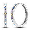 Silver Hoop Earrings for Woman Zircon Heart Shape Star Eardrop Earring Jewelry - Image 11