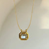 Box Chain Necklace Female Gold Color Brilliant Zirconia Pendant Jewelry for Engagement Simple Accessories - Image 1