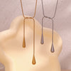 Two Water Drop Snake Chains Necklace Silver Color Stainless Steel Accessories Gold Plated Women's Neck Chain - Image 5