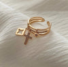 Nwe Stainless Steel Gold Plated Sun Rings for Women Stone Inlaid in Hollow Metal Texture Ring Jewelry - Image 2