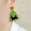 Kuguys Christmas Women's Earrings Winter Holiday Gifts Lovely Cartoon Cat Tree Acrylic Year Jewelry Accessories - Image 4