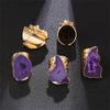 Irregular Geode Stone Agate Slices Wide Open Ring for Women Boho Resizable Finger Jewelry - Image 8