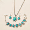 3 pcs Vintage Bohemian style turquoise necklace bracelet earrings three piece set jewelry gift - Image 6