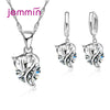 Silver Crystal Pendant Necklace Earrings Jewelry Set For Women Girls Wedding Engagement Jewelry - Image 11