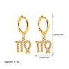 Zodiac Sign 12 Constellation Hoop Earrings for Women Shiny Zircon Gold Plated Ear Buckle Huggie Hoops Jewelry Gifts - Image 13