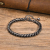 Vintage Mens Stainless Steel Bracelets, Double Layered Round Curb Chain Wristband, Oxidized Viking Punk Jewelry - Image 7
