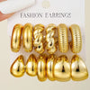 18 Pcs/Set Large C-Shape Teardrop Hoop Earrings for Women Gold Color Exaggerated Twist Earring Daily Wear Jewelry Gifts - Image 10