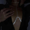Stonefans Rave Rhinestone Chest Chain Necklace Nightclub Clothing Sexy Bikinis Shiny Crystal Lingerie Bra Chain Body Jewely Gift