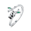 Miseff Silver Ring Cute Panda Whale Hummingbird Dragonfly Adjustable Open Ring Jewelry Gifts - Image 7