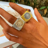 European and American Retro Craft Brushed Copper Gold-Plated Zirconia Ring and Bangles - Image 2