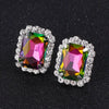 Hot Pink Crystal Clip Earrings For Women Jewelry Charm Geometric Shape Bridal Earrings Wedding Prom Jewelry Gifts - Image 9