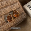 Vintage Korean Style Maillard Brown Ear Clips Women's Coffee Irregular Geometric Clip Earrings Without Ears Hole - Image 8