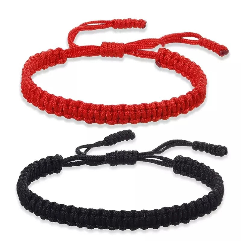 Handmade Braid String Bracelets Red Black Buddhist Tibetan Woven Rope Good Luck Amulet Bracelet for Women Girls Jewelry Gifts - Image 1