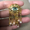 Eye Motif Tassel Brooch with Metal Chain Details - Image 4