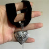Goth Bat Heart Locket Photo Pendant Black Velvet Chain Necklace Choker Jewelry For Men Women Charm Halloween Jewelry Gift - Image 3