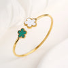 Gold-Plated Stainless Steel Five-Leaf Flower Open Bangle For Woman Girl Party Lucky Jewelry Accessories Daily Wear Clover - Image 16