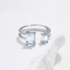 Silver Rectangle Emerald Cut Light Blue CZ Ring Delicate Adjustable Finger Ring For Women Girl Party Jewelry - Image 5