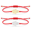 Stainless Steel Hamsa Hand Of Fatima Bracelet Women Red Grey Black Cord String Slide Knot Handmade Jewelry Gift - Image 1