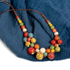 Colorful Handmade Ceramic Bead Necklace Adjustable Boho - Image 17