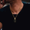 Casual Mens Geometric Square Necklaces,Black Enamel Rectangle Pendant with Rope Box Long Chain Collar,Stylish Jewelry Gifts - Image 1
