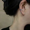 Silver Color Asymmetric Double Chain Earrings for Women Blue Water Drop Star CZ Ear Cuff Fake Earring Jewelry - Image 2