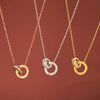 Elegant Stainless Steel Interlocking Circles Infinity Style Roman Numbers Wedding Collar Necklace For Women Jewelry - Image 1