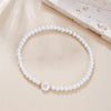A-Z Initial Letter Bracelet for Women White Beads Round Pendant Elastic Bracelets Jewelry Mother of Pearl Charm - Image 29