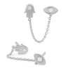 Gold Silver Color Plated Double Hole Link Chain Circle Hoop Earrings Zircon Star Lightning Eye Pendant Huggie Piercing Earring - Image 34