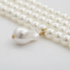 Layered Bead Choker Necklace with Baroque Pearl Look Pendant - Image 8