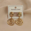 Charming heavy metal fan-shaped spiral gold-plated women's earrings, and stainless steel, wife gift - Image 3