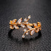 Fancy Leaf Design Adjustable Opening Rings for Women Sparkling Cubic Zirconia Olive Ring Party Daily Wear Jewelry - Image 1