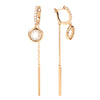 Long Tassel Drop Earrings with Clear Stone Details in Rose Gold-Tone - Image 15