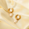 Stainless Steel Gold Plated Earrings Pearl Pendants Women's Earrings Simple Pendant Earrings Party Jewelry - Image 2